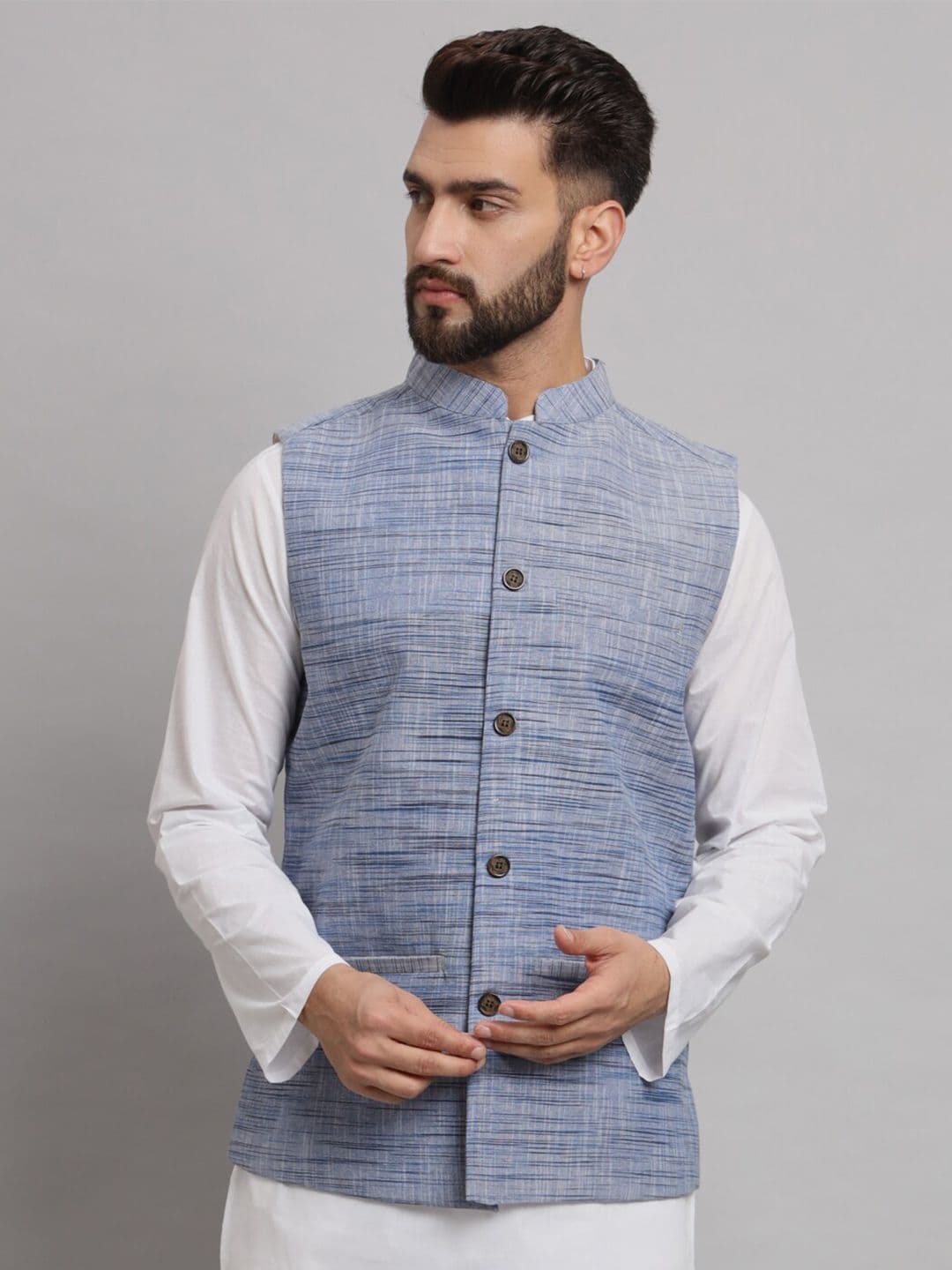 Latest Chikan Garments Mandarin Collar Nehru Jacket - view 1