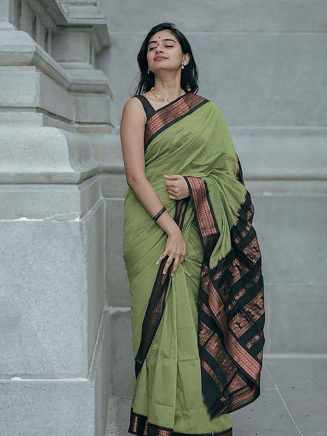 KALINI Green & Gold-Toned Zari Woven Design Kanjeevaram Saree - view 1