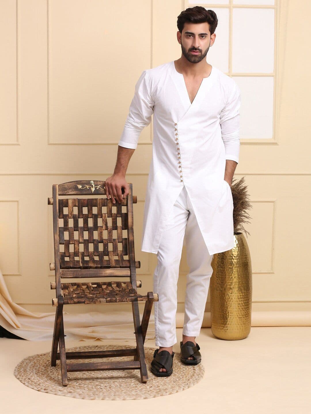 MIDAV V Neck Overlapped Cotton kurta - view 1