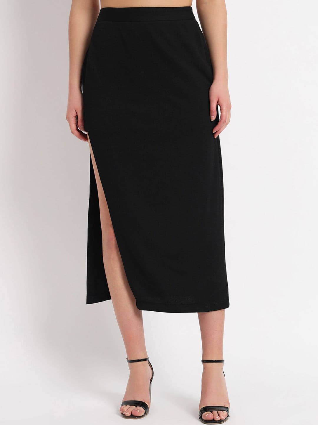 Zastraa Side Slit Straight Midi Skirt With Attached Shorts - view 1