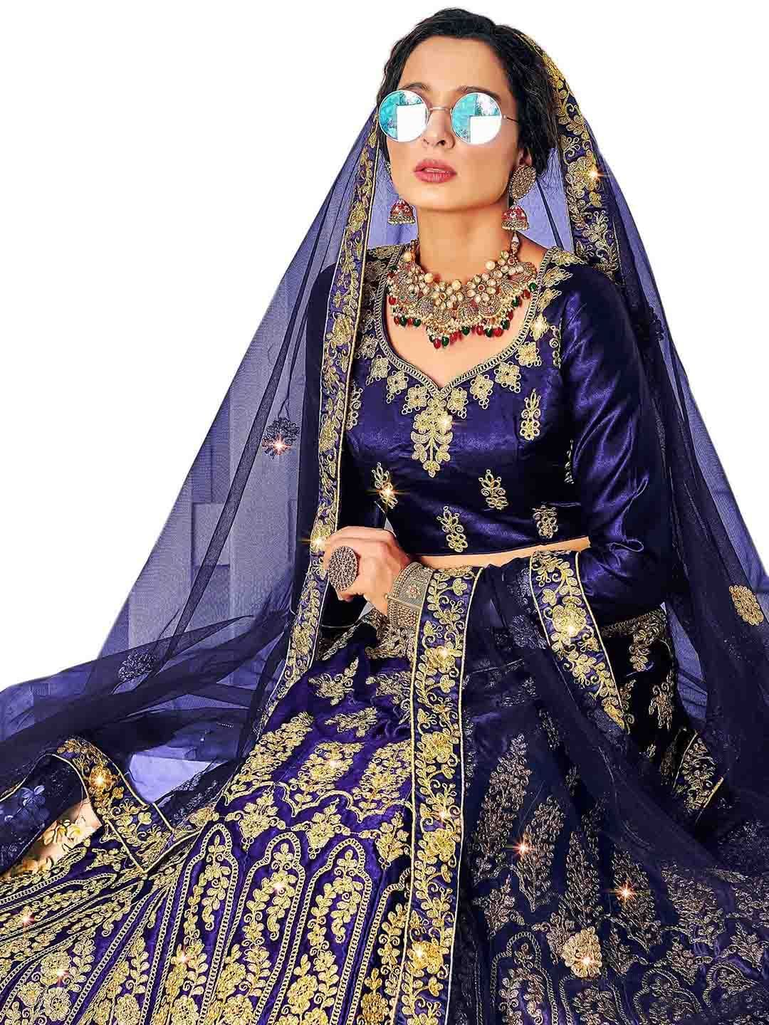 MANVAA Embroidered Thread Work Semi-Stitched Lehenga & Unstitched Blouse With Dupatta - view 1