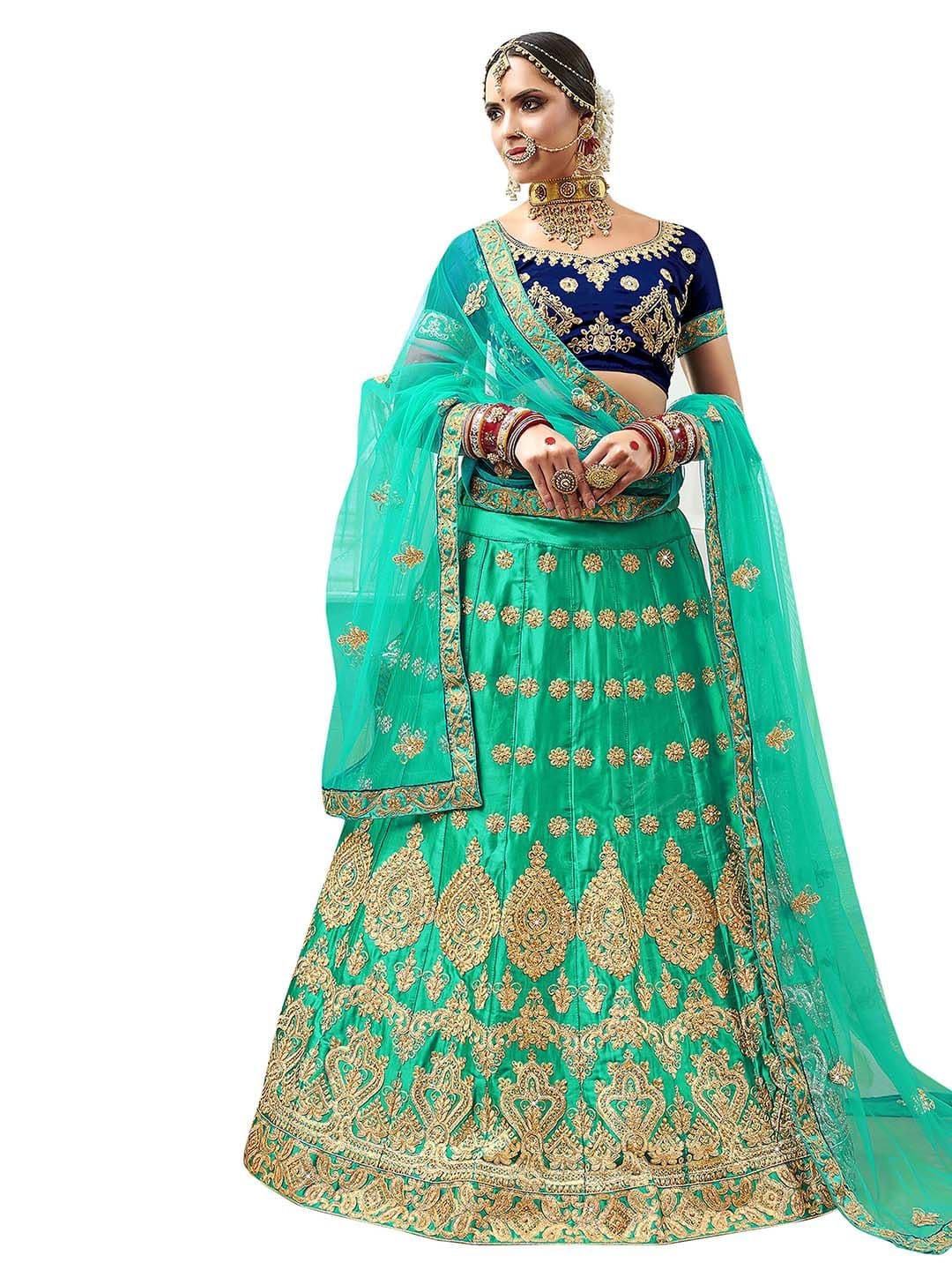 MANVAA Embroidered Semi-Stitched Lehenga & Unstitched Blouse With Dupatta - view 1