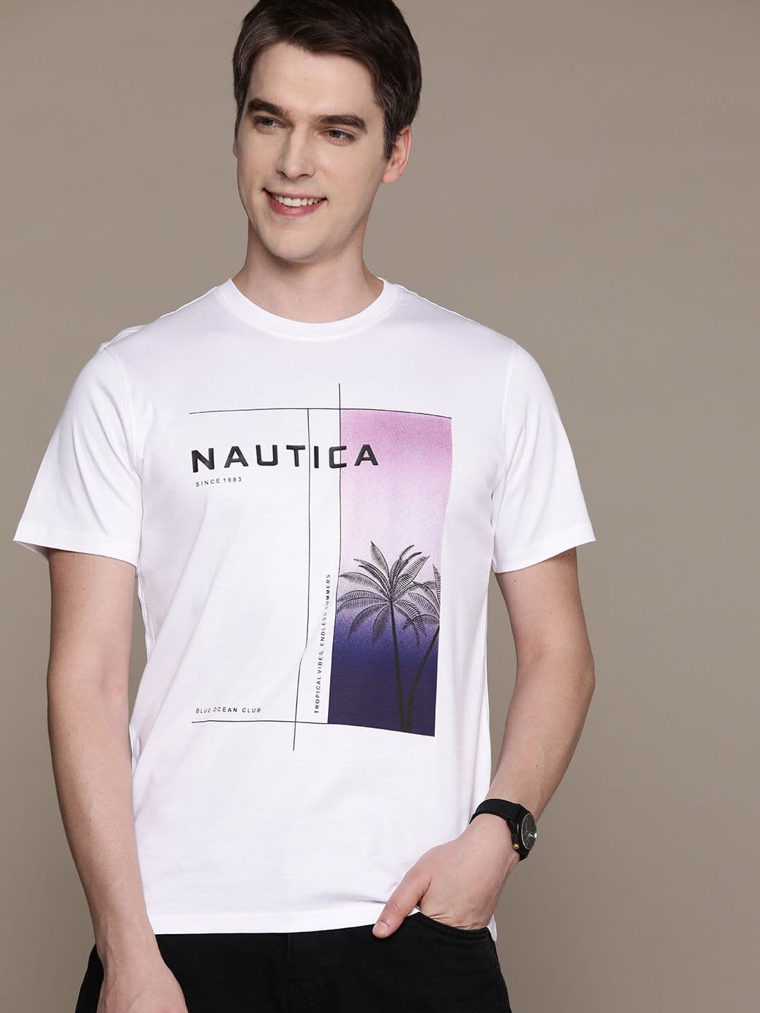 Nautica Printed Pure Cotton T-shirt - view 1