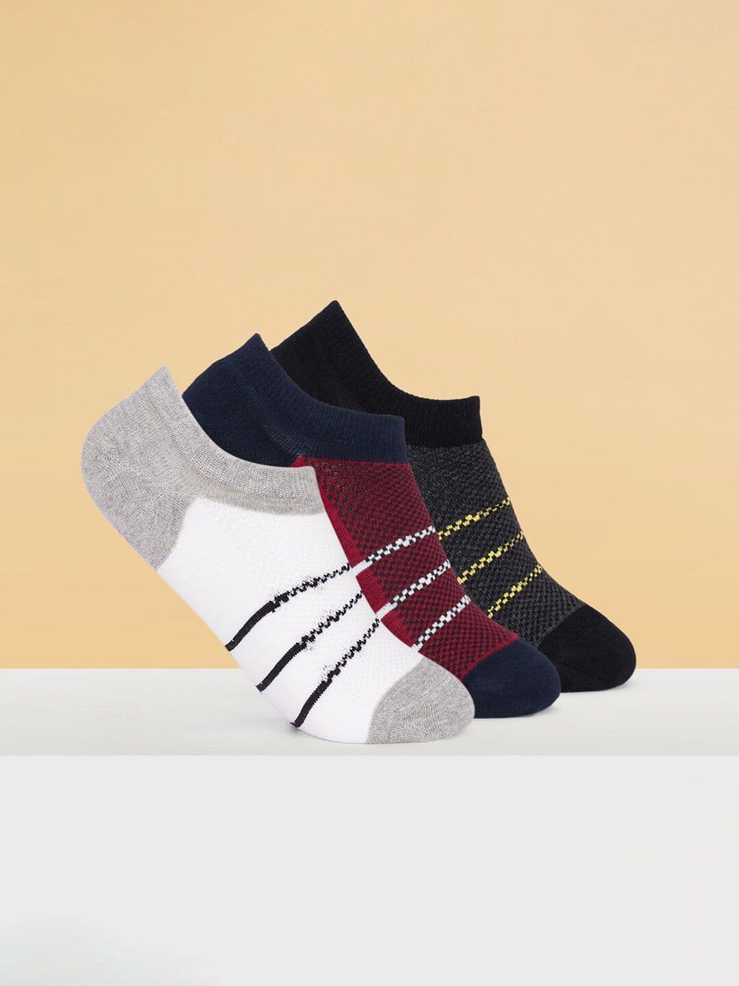 Ajile by Pantaloons Men Pack Of 3 Striped Shoe Liners Socks - view 1