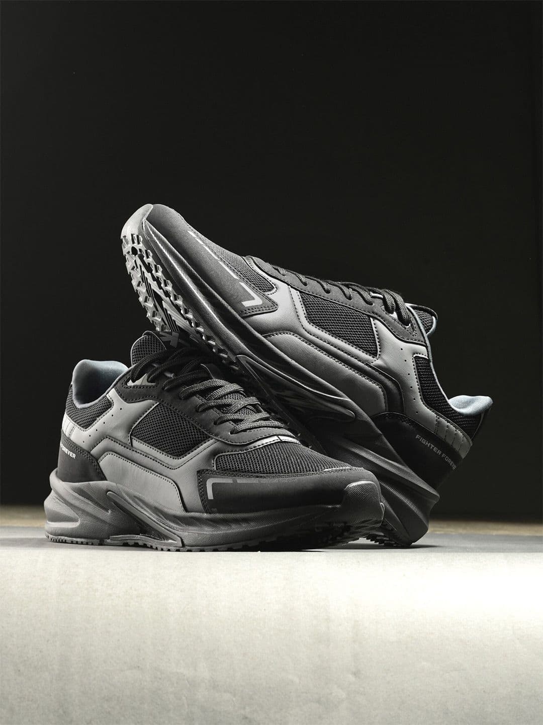HRX by Hrithik Roshan Men Black FIGHTER Lace Up Running Shoes - view 1