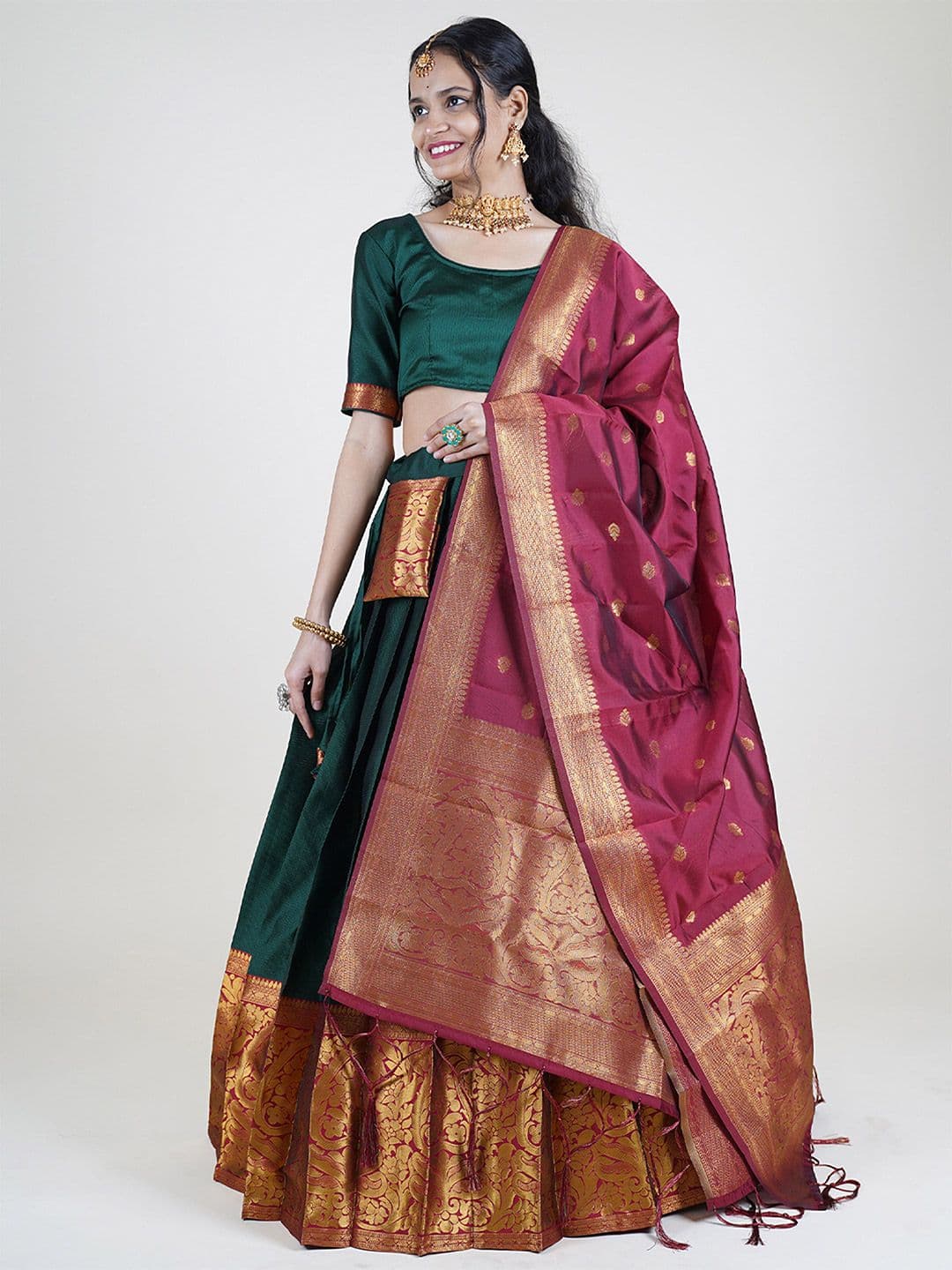 Fabcartz Semi-Stitched Lehenga & Unstitched Blouse With Dupatta - view 1
