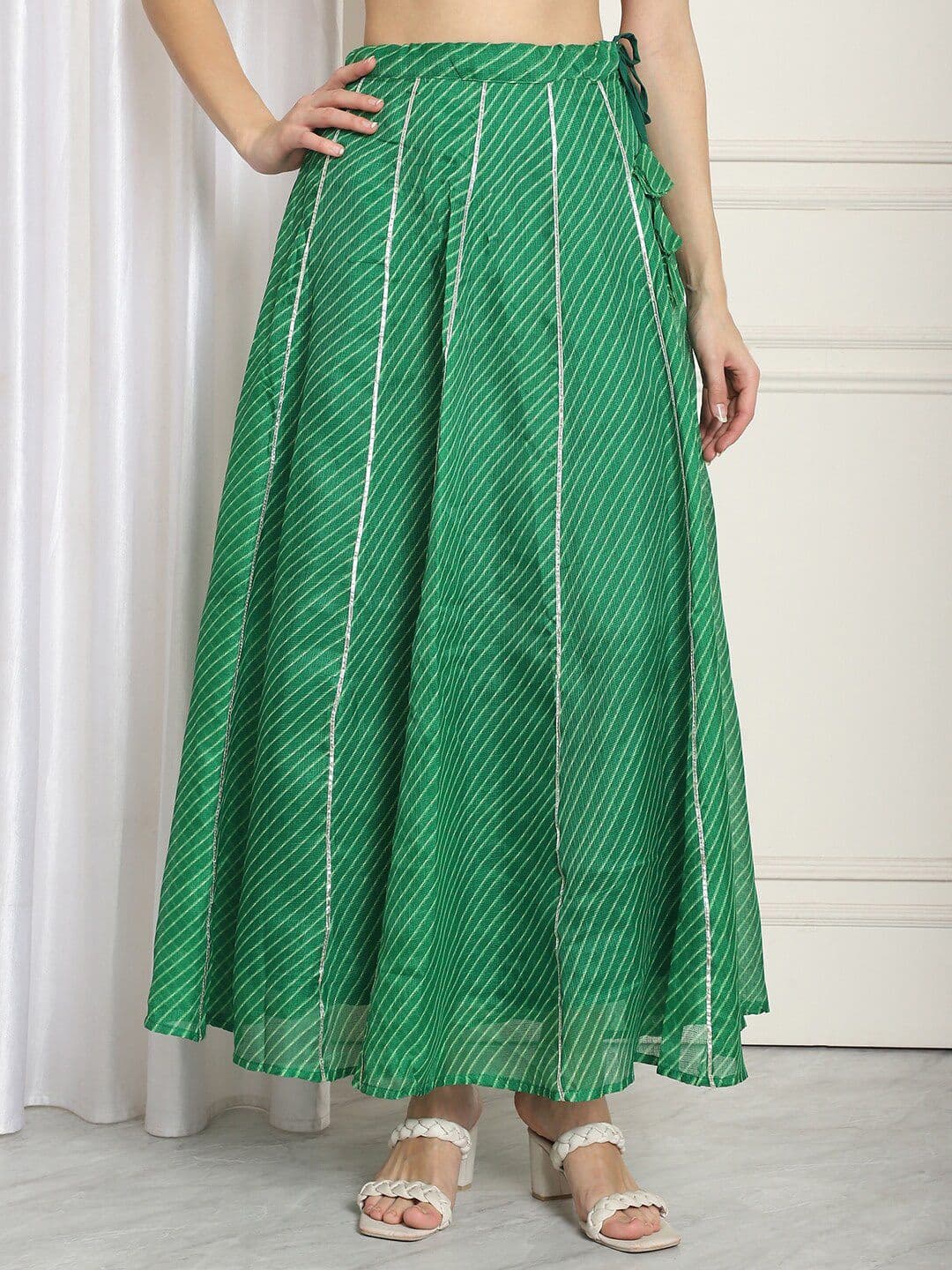 NEUDIS Striped Flared Maxi Length Skirt - view 1