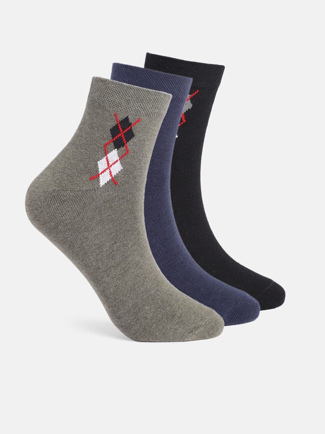 Mast & Harbour Men Pack of 3 Geometric Self-Design Above Ankle Length Socks - view 1