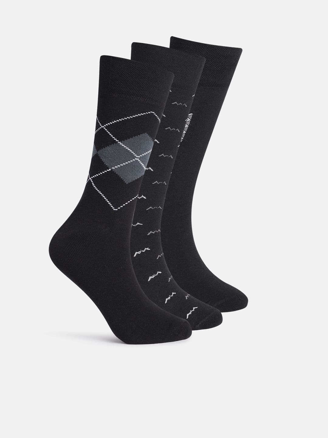 Mast & Harbour Men Pack of 3 Geometric Self-Design Calf Length Socks - view 1