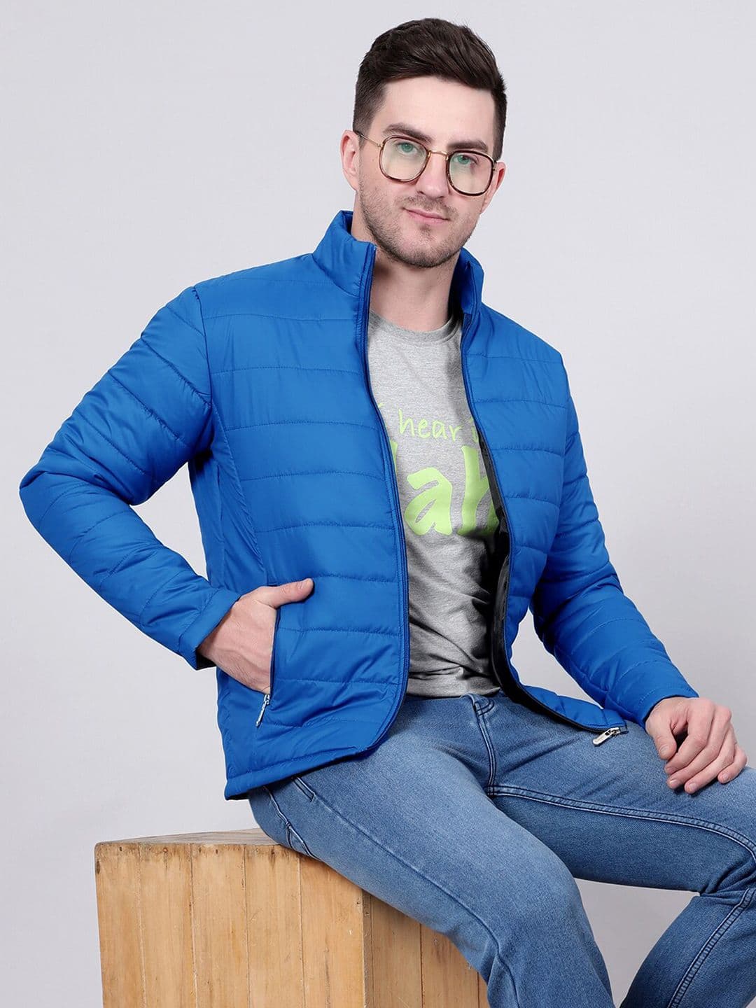 Kotty Blue Stand Collar Padded Jacket - view 1