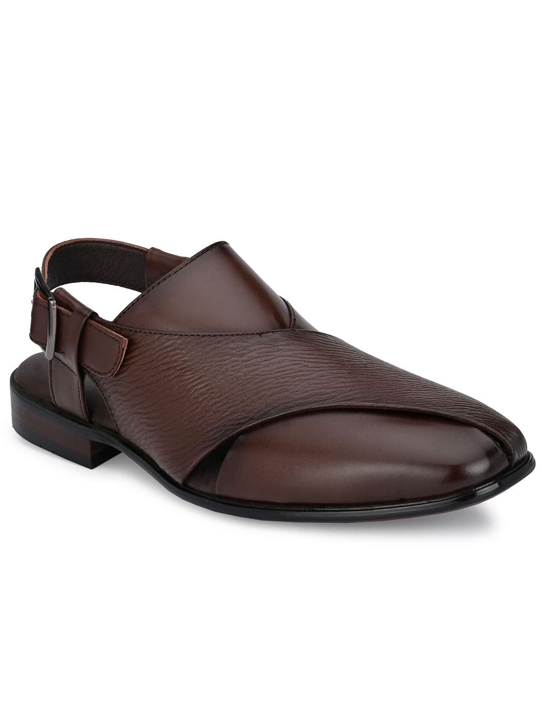 Egoss Men Brown Ethnic Leather Shoe-Style Sandals - view 1