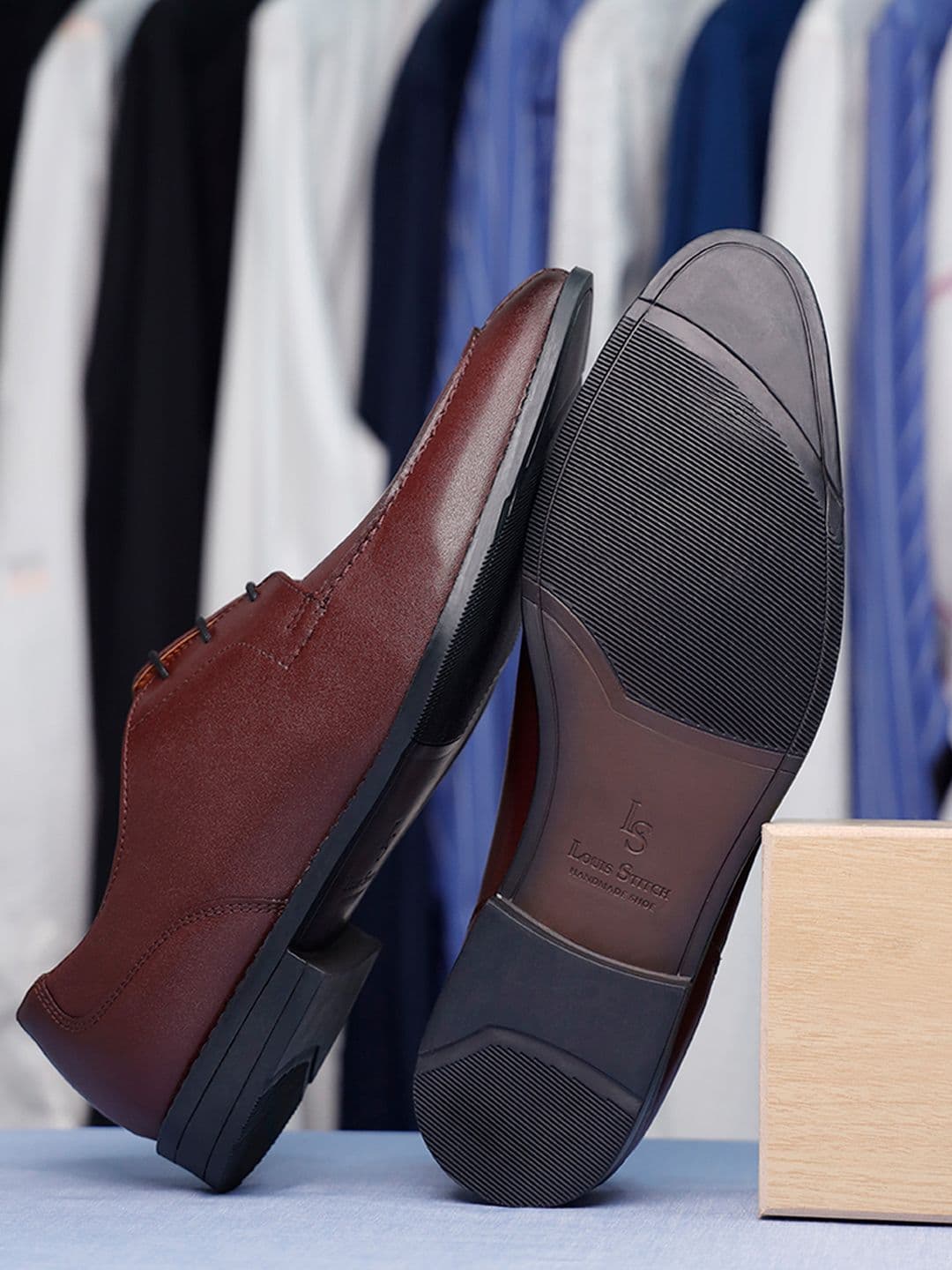 LOUIS STITCH Men Rosewood Formal Lace Up Derby Shoes - view 1