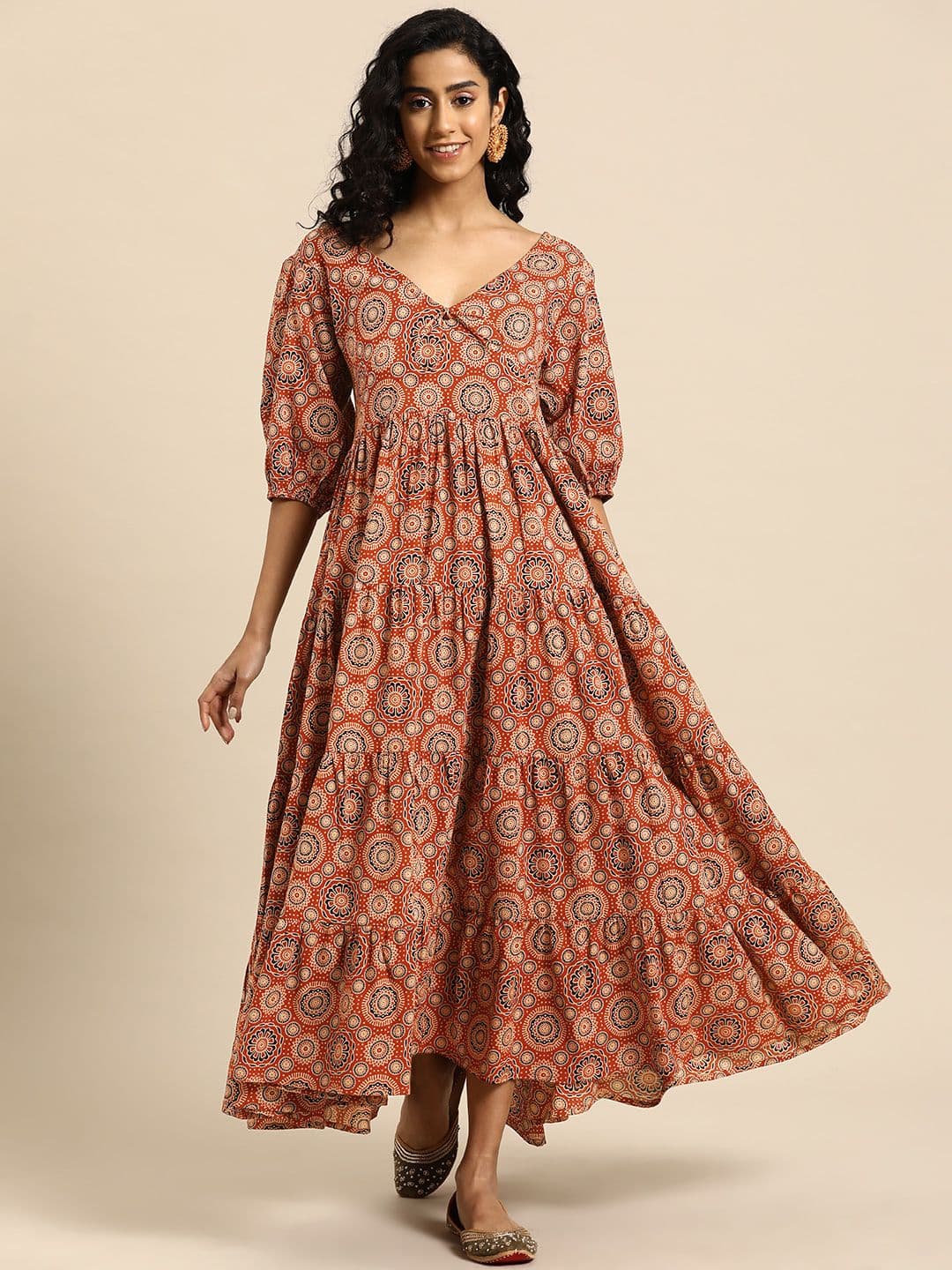 anayna Women Ethnic Motifs Printed A-Line Maxi Dress - view 1