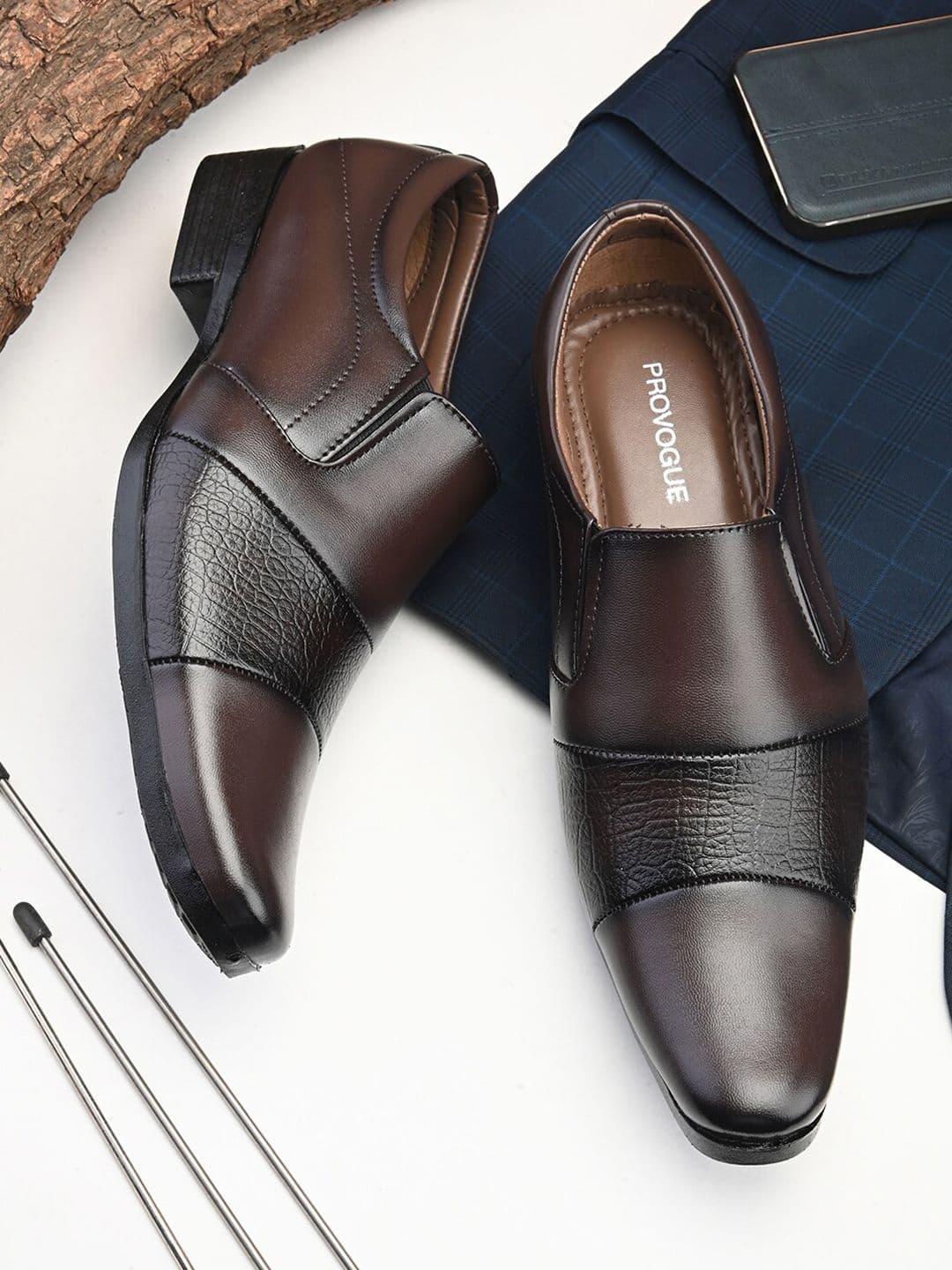 Provogue Men Textured Formal Slip-On Shoes - view 1