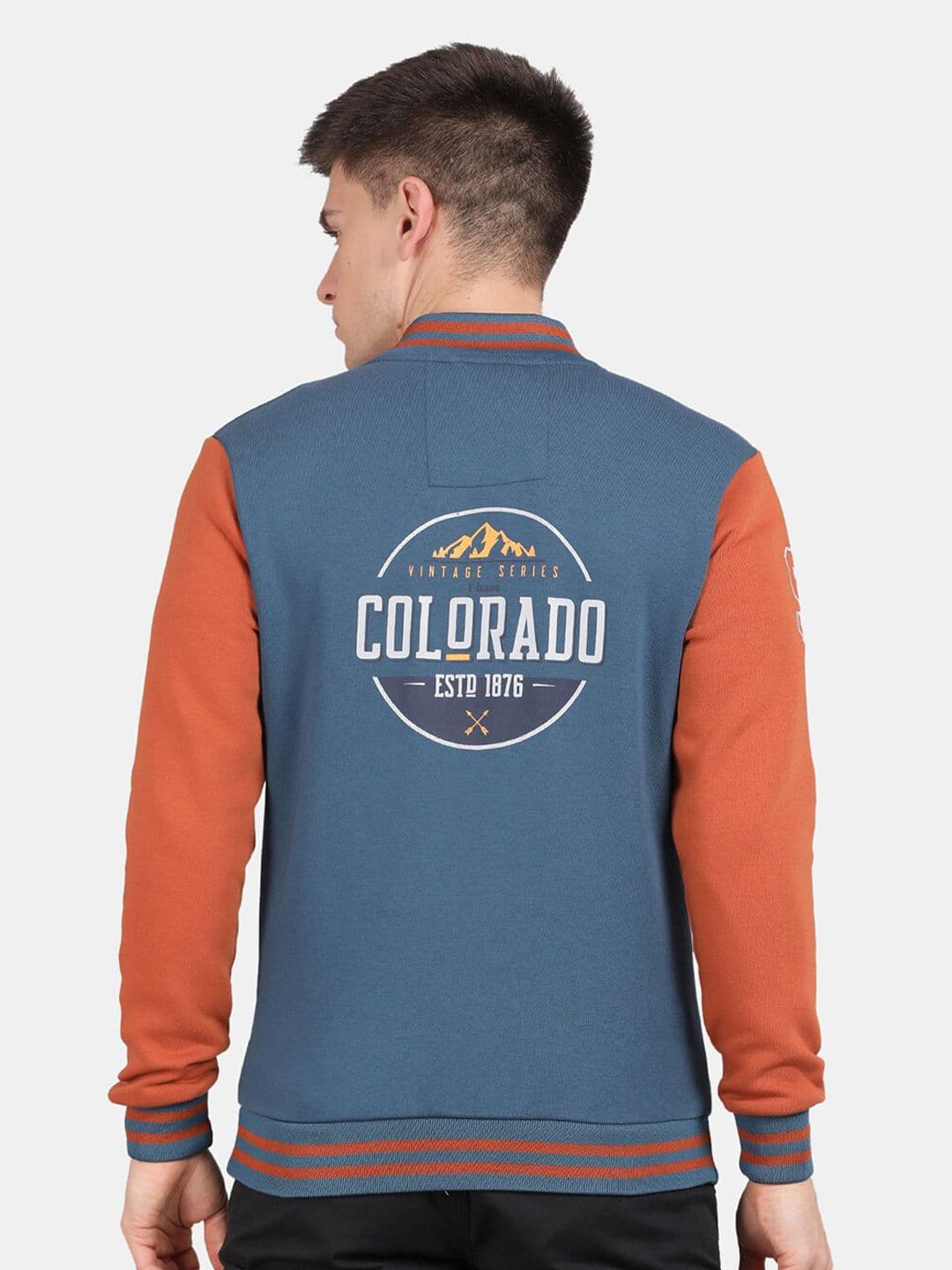 t-base Typography Printed Stand Collar Varsity Jacket - view 1
