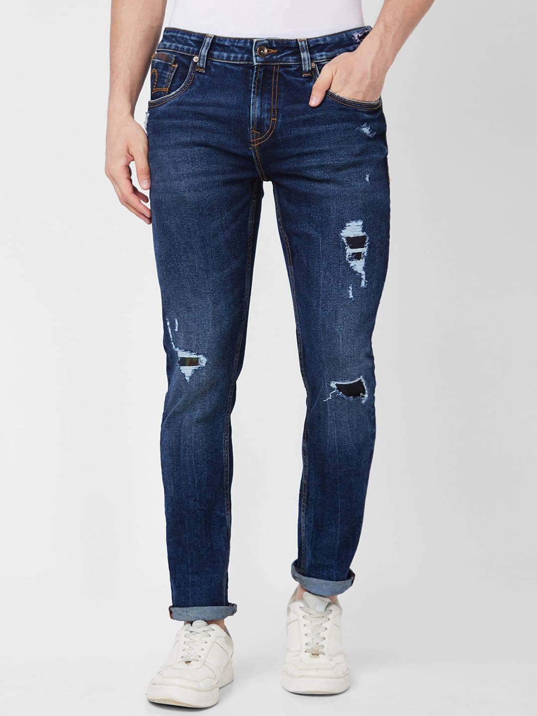 SPYKAR Men Skinny Fit Low-Rise Mildly Distressed Heavy Fade Jeans - view 1