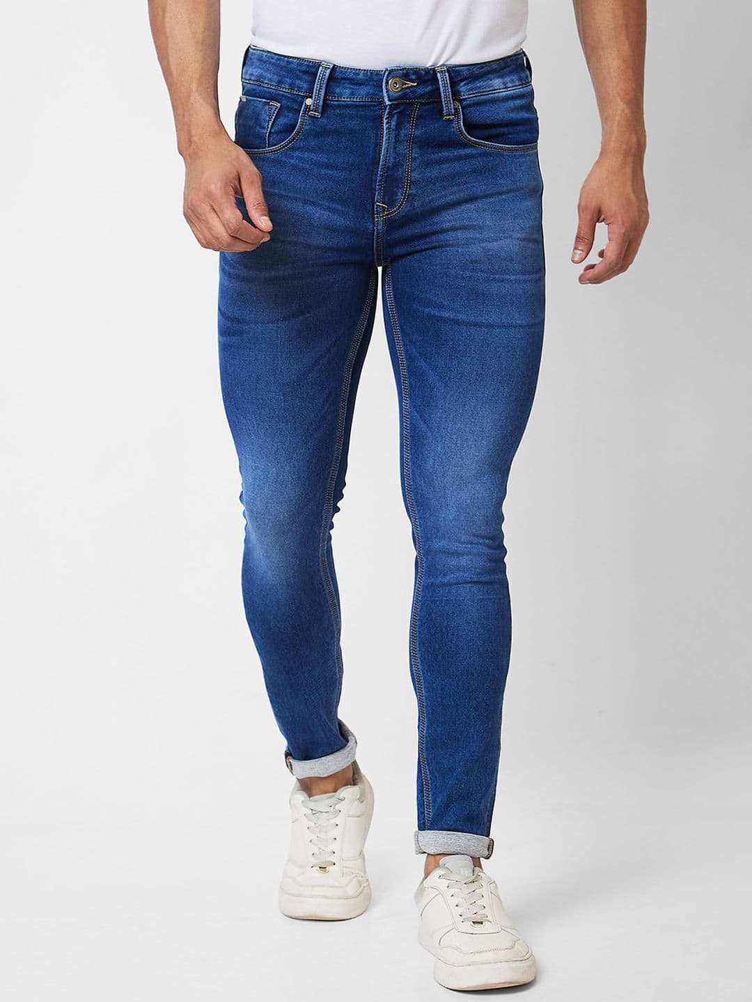 SPYKAR Men Super Slim Fit Low-Rise Heavy Fade Clean Look Stretchable Jeans - view 1