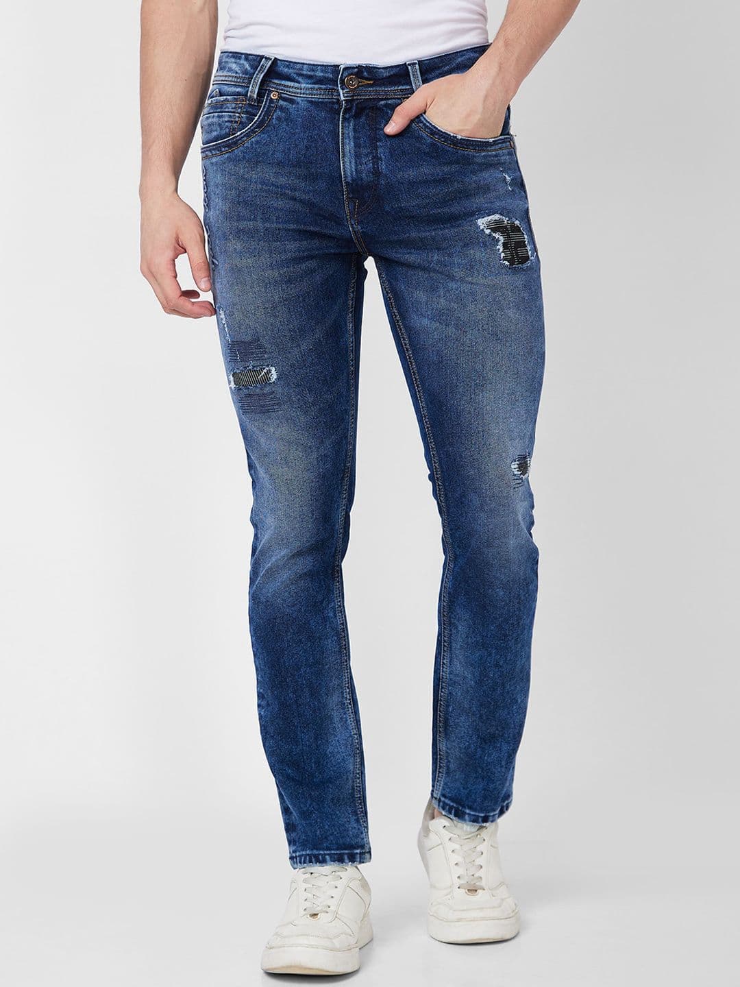SPYKAR Men Mildly Distressed Heavy Fade Whiskers Cotton Jeans - view 1