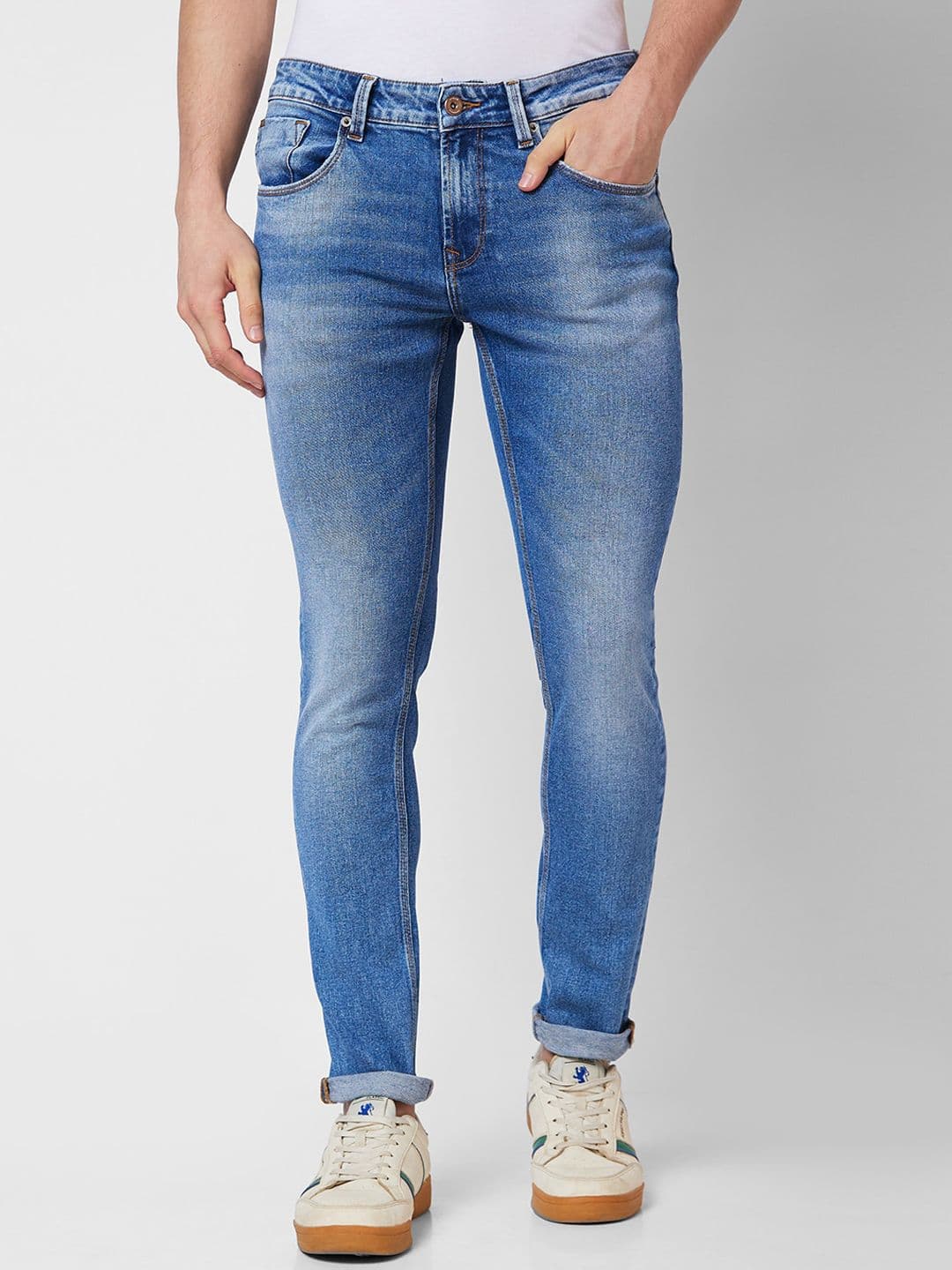 SPYKAR Men Skinny Fit Low-Rise Heavy Fade Stretchable Jeans - view 1