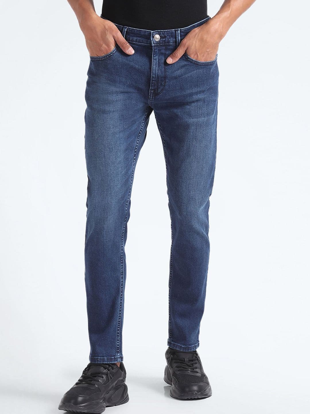 Flying Machine Men Tapered Fit Heavy Fade Clean Look Stretchable Jeans - view 1