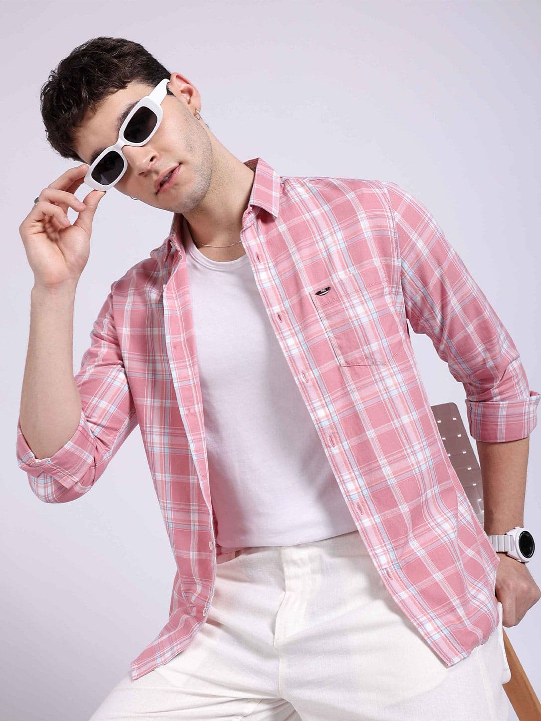 The Indian Garage Co Slim Fit Tartan Checks Opaque Twill Cotton Casual Shirt - view 1