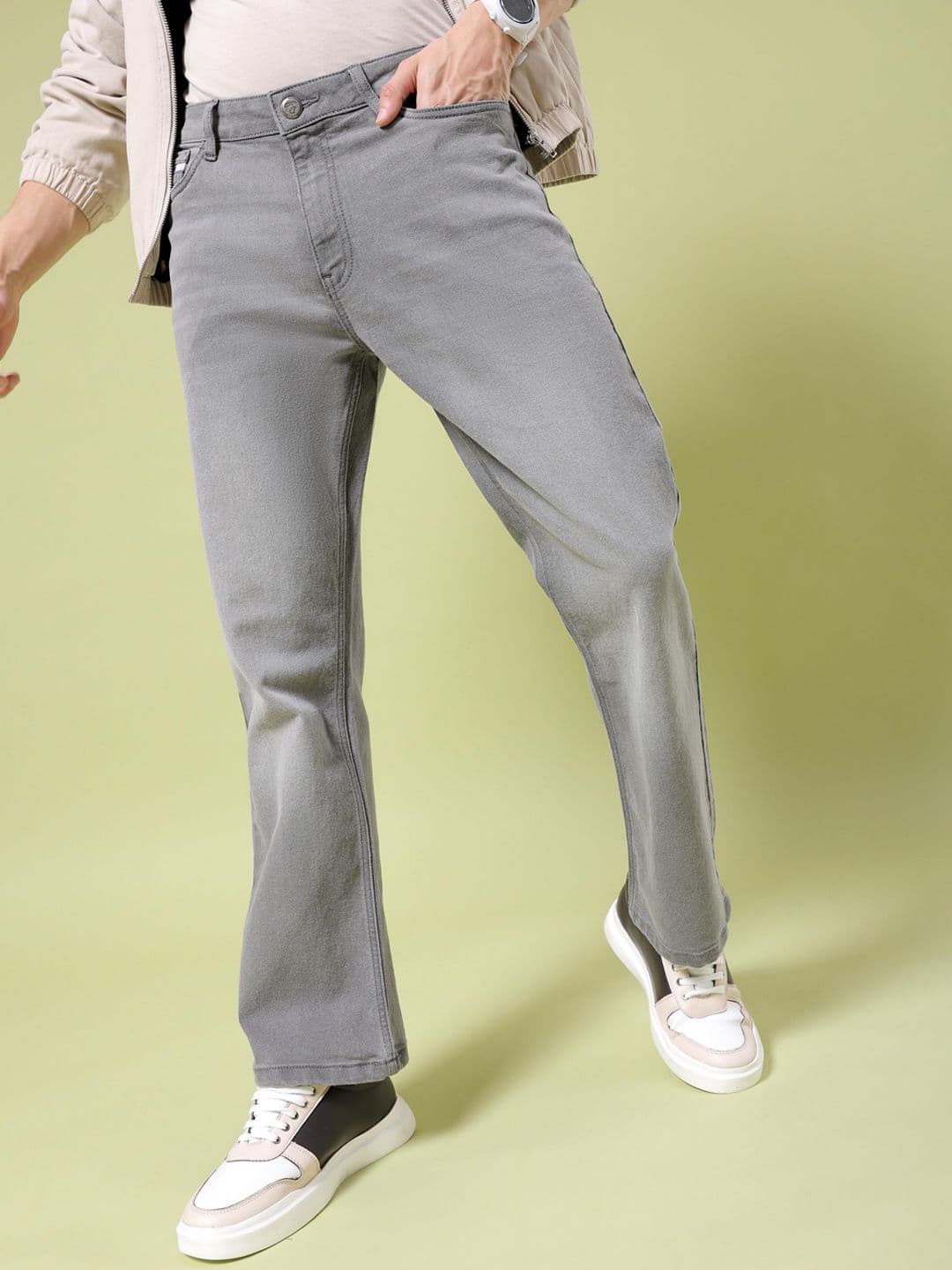 The Indian Garage Co Men Bootcut Mid Rise Light Fade Cotton Jeans - view 1