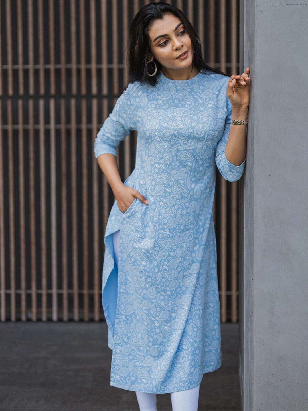 HAY Women Ethnic Motifs Printed Thread Work High-Low A-Line Kurta - view 1