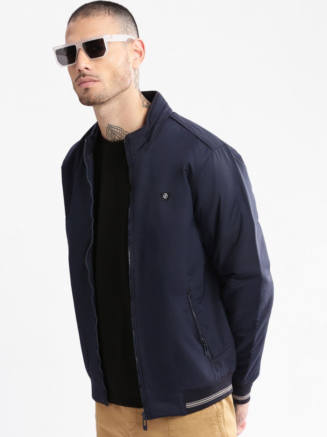 SHOWOFFFF Mock Collar Windcheater Bomber Jacket - view 1