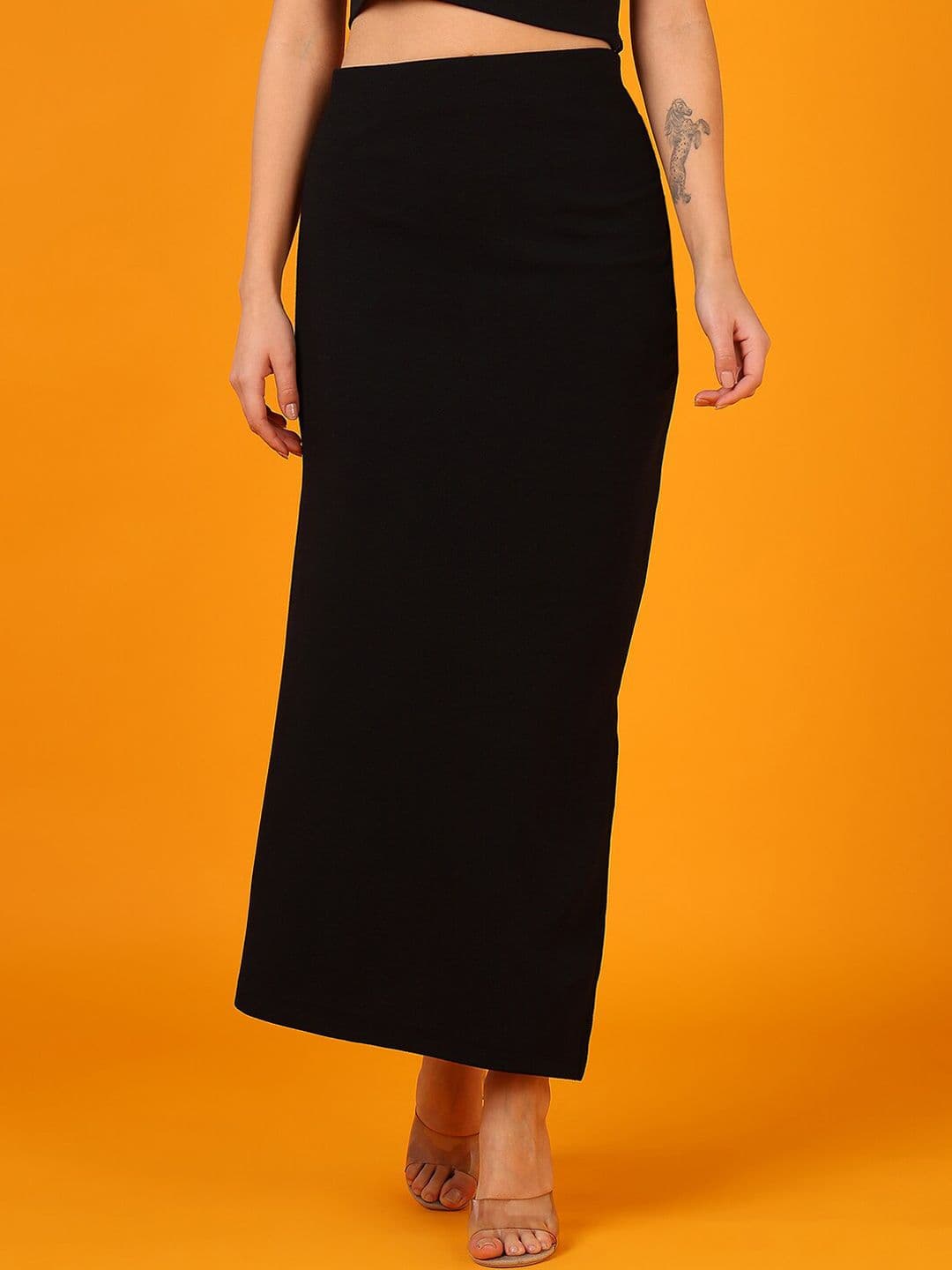 Mast & Harbour Black Ruched Side Slit Maxi Pencil Skirt - view 1