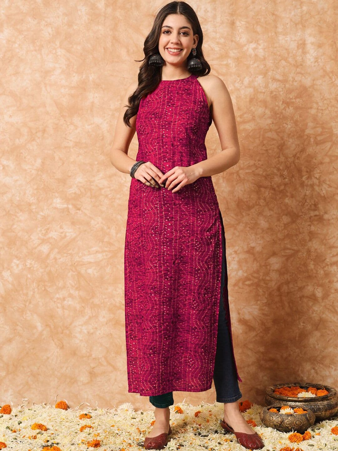 Meeranshi Bandhani Printed Cotton Kurta - view 1