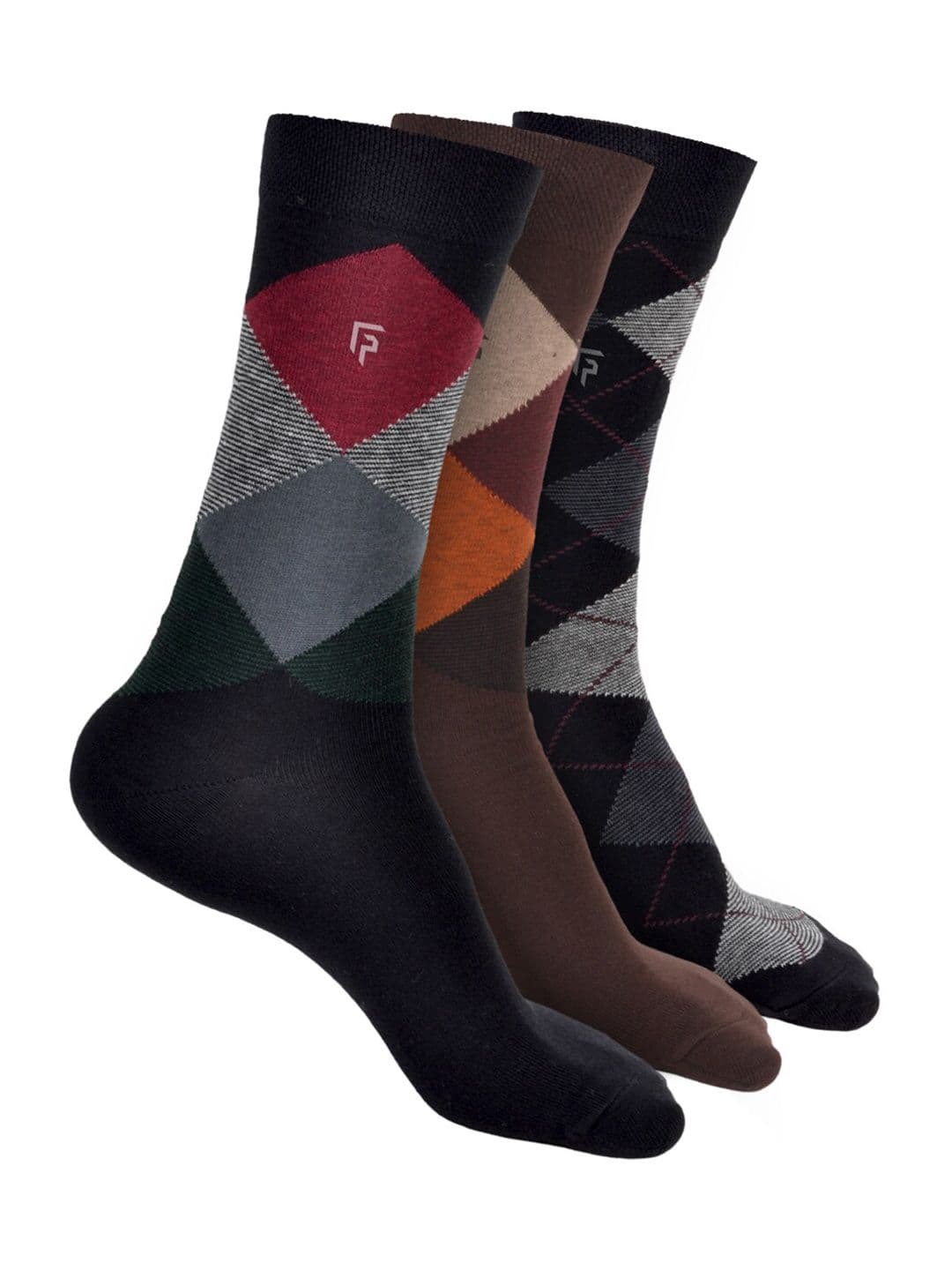 FOOTPRINTS FOOTPRINT Men 3 Pairs Argyle Anti Odour Organic Cotton Calf-Length Bamboo Formal Socks - view 1