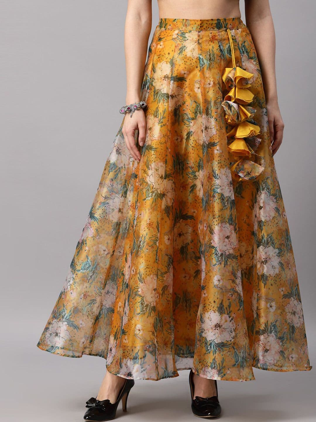 NEUDIS Floral Printed High-Rise Flared Maxi Skirt - view 1