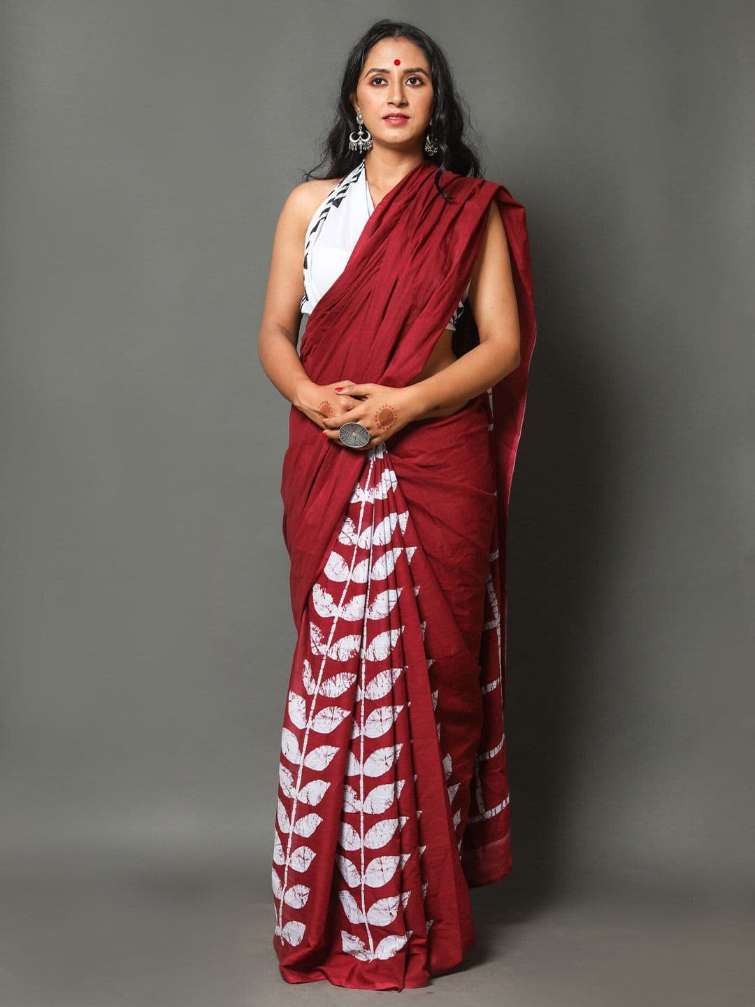 JAIPURI BLOCK PRINT Floral Printed Pure Cotton Block Print Saree - view 1