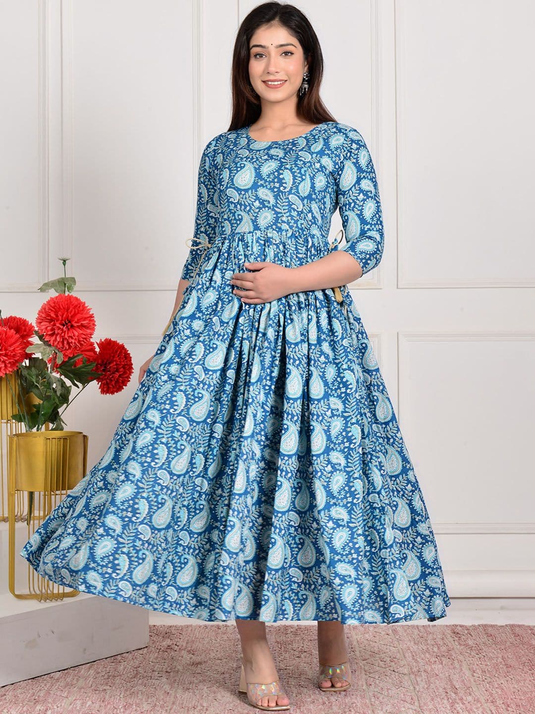Gujari Floral Printed Round Neck Three-Quarter Sleeves Anarkali Kurta - view 1