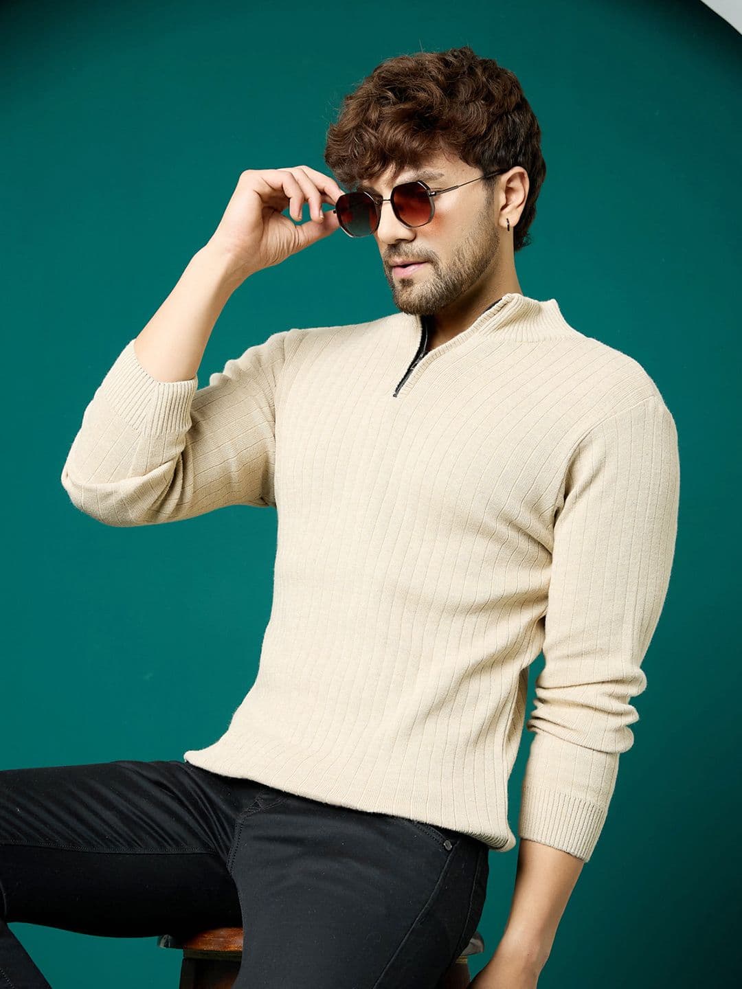 KVETOO Ribbed Mock Collar Acrylic Pullover Sweater - view 1