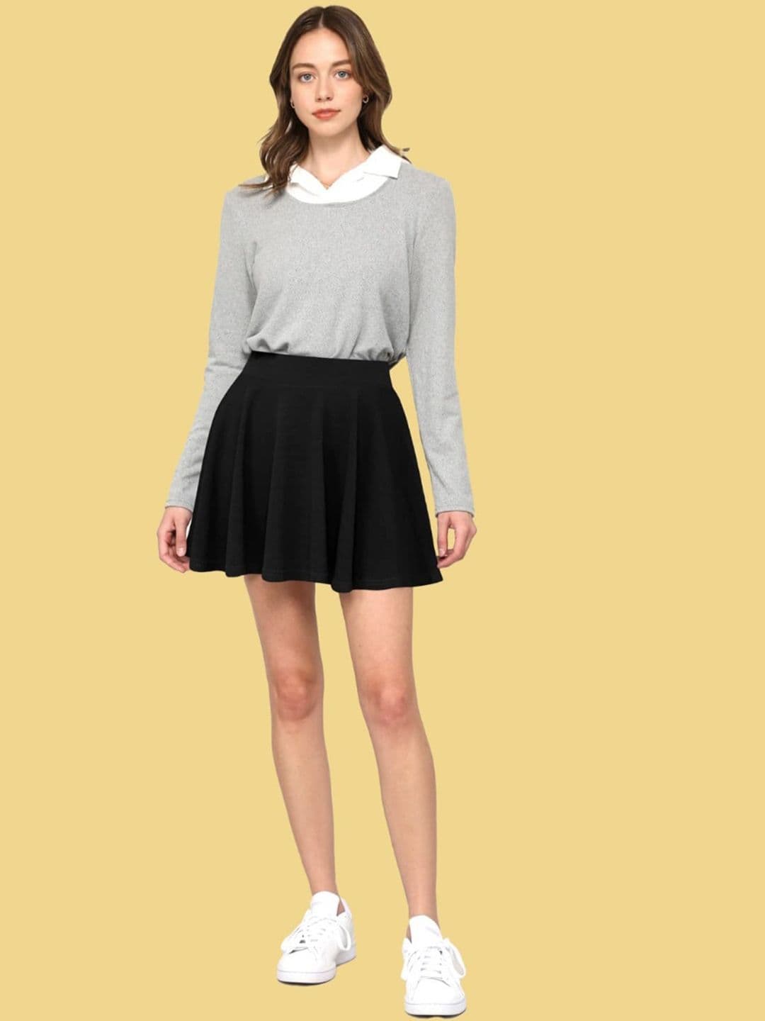 BAESD Black A-Line Mini Skirt With Attached Shorts - view 1