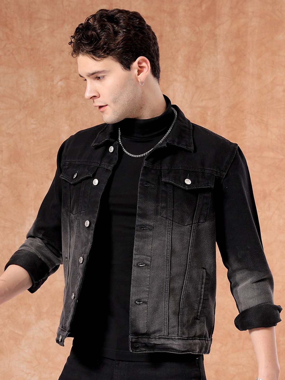 The Indian Garage Co Spread Collar Washed Denim Jacket