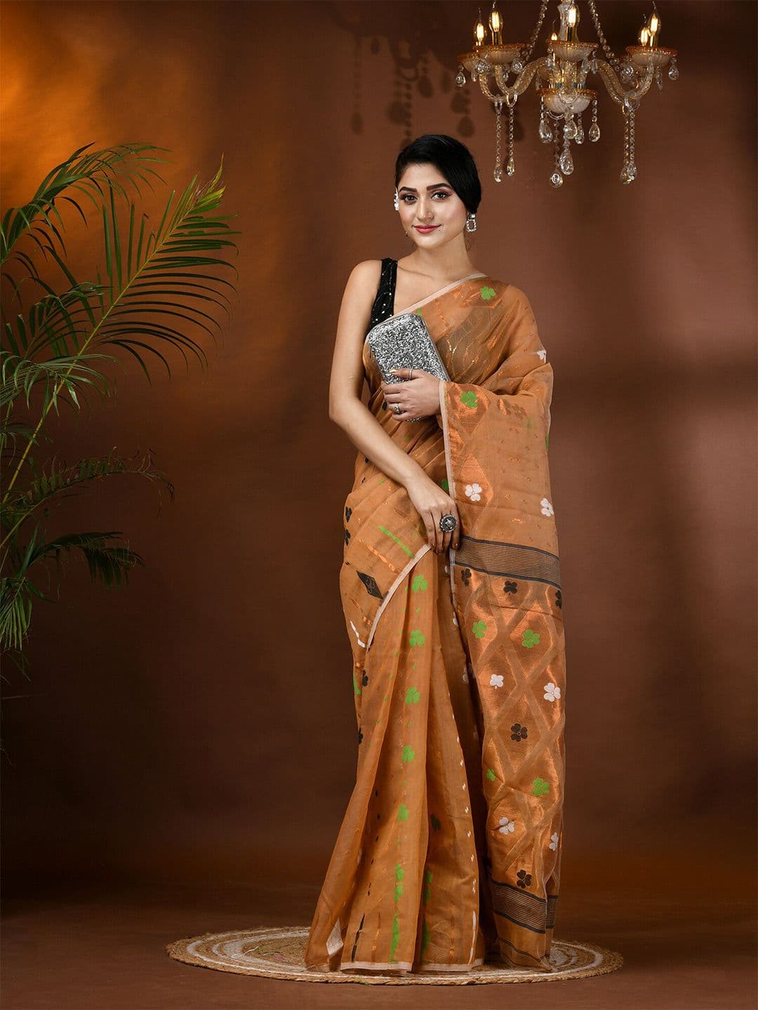 DESH BIDESH Floral Woven Design Jamdani Saree - view 1