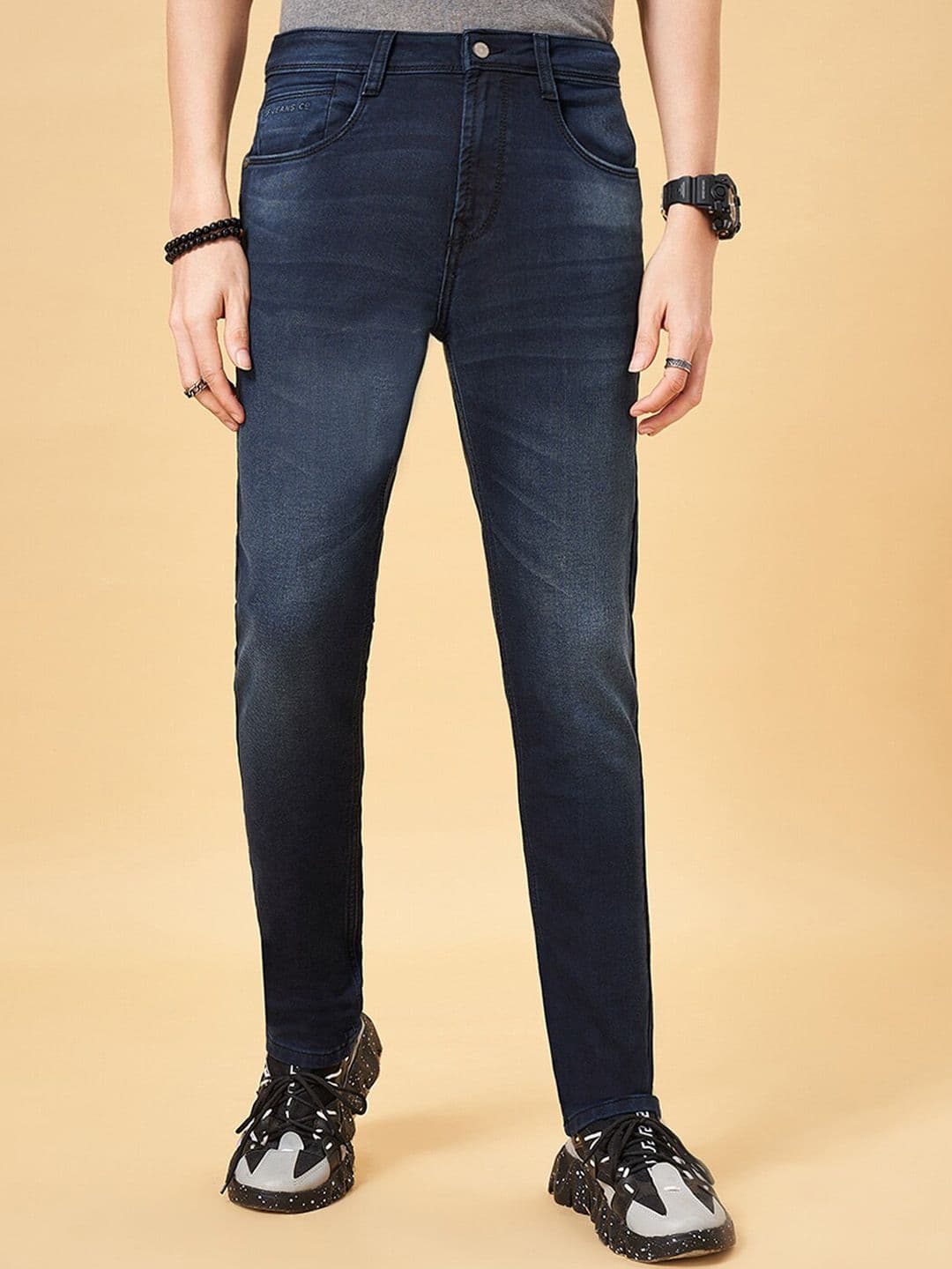 SF JEANS by Pantaloons Men Skinny Fit Clean Look Light Fade Whiskers Stretchable Jeans - view 1