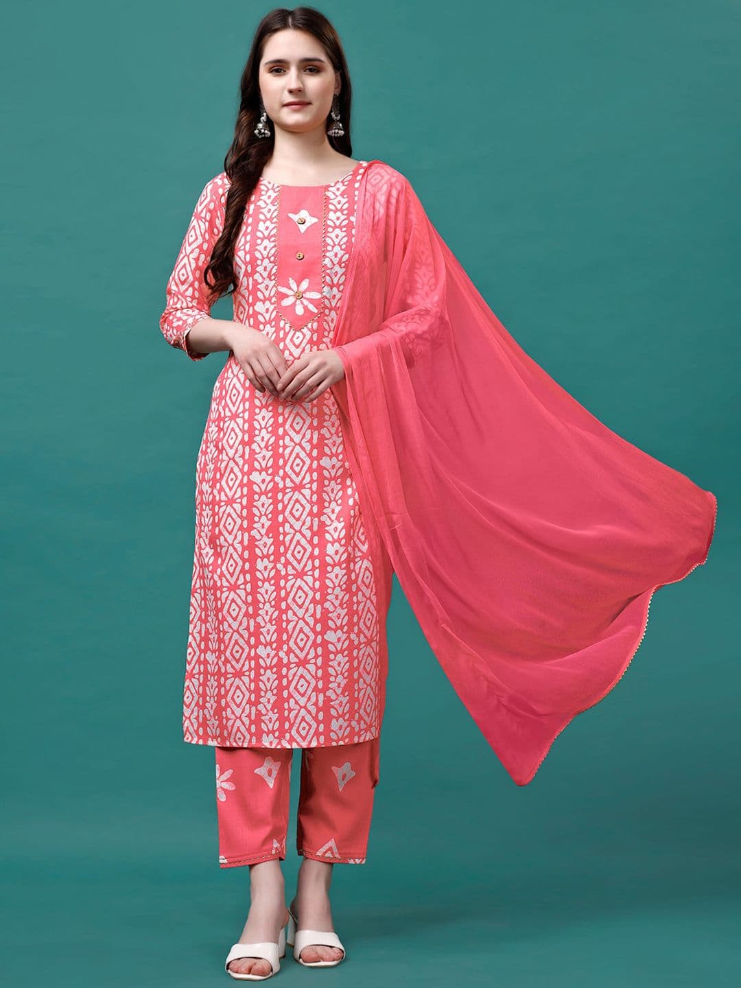 KALINI Bandhani Printed Gotta PattiKurta With Trousers & Dupatta - view 1