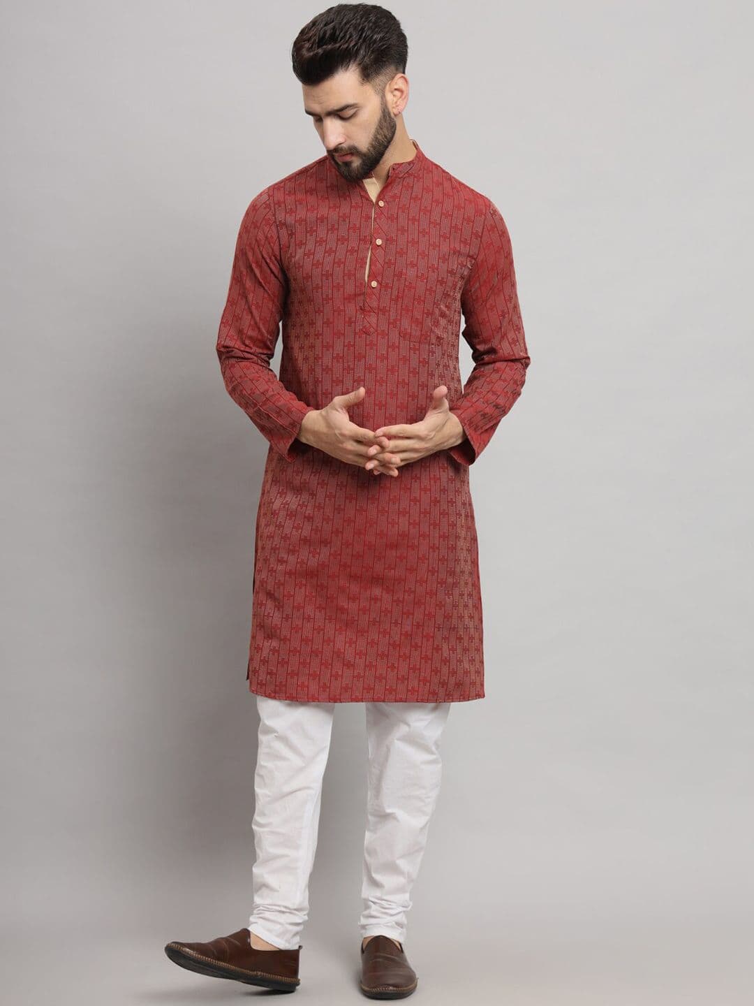 Latest Chikan Garments Geometric Woven Design Straight Kurta - view 1