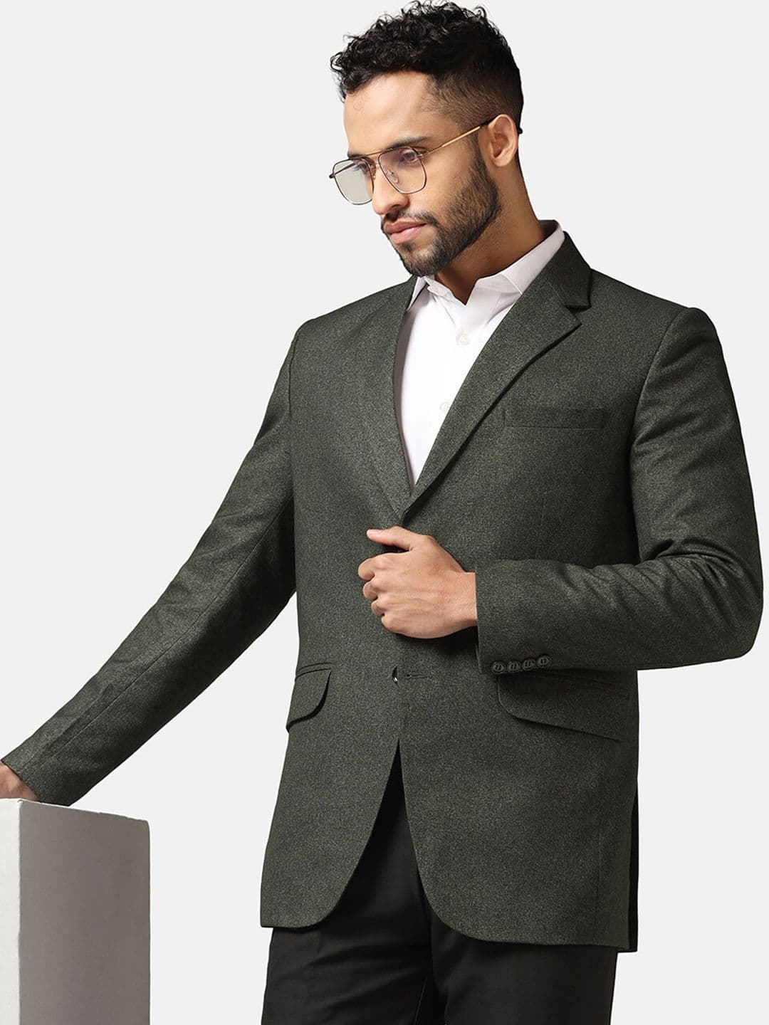 TAHVO Suede Slim Fit Single-Breasted Blazer