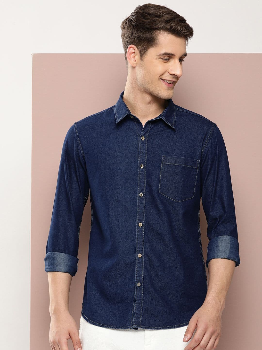 Harvard Men Classic Slim Fit Pure Cotton Denim Casual Shirt - view 1