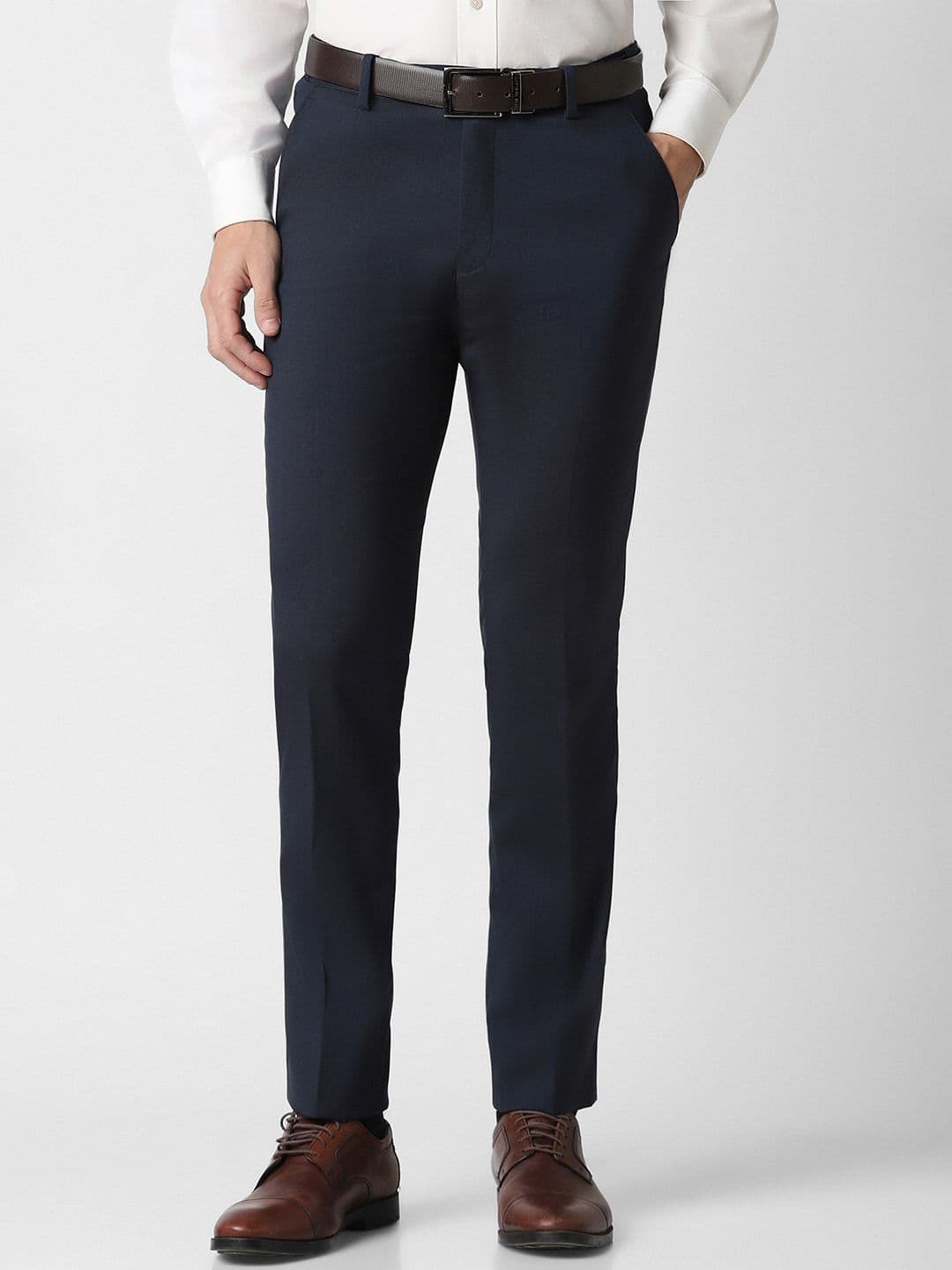 Peter England Men Slim Fit Textured Self Design Formal Trousers - view 1