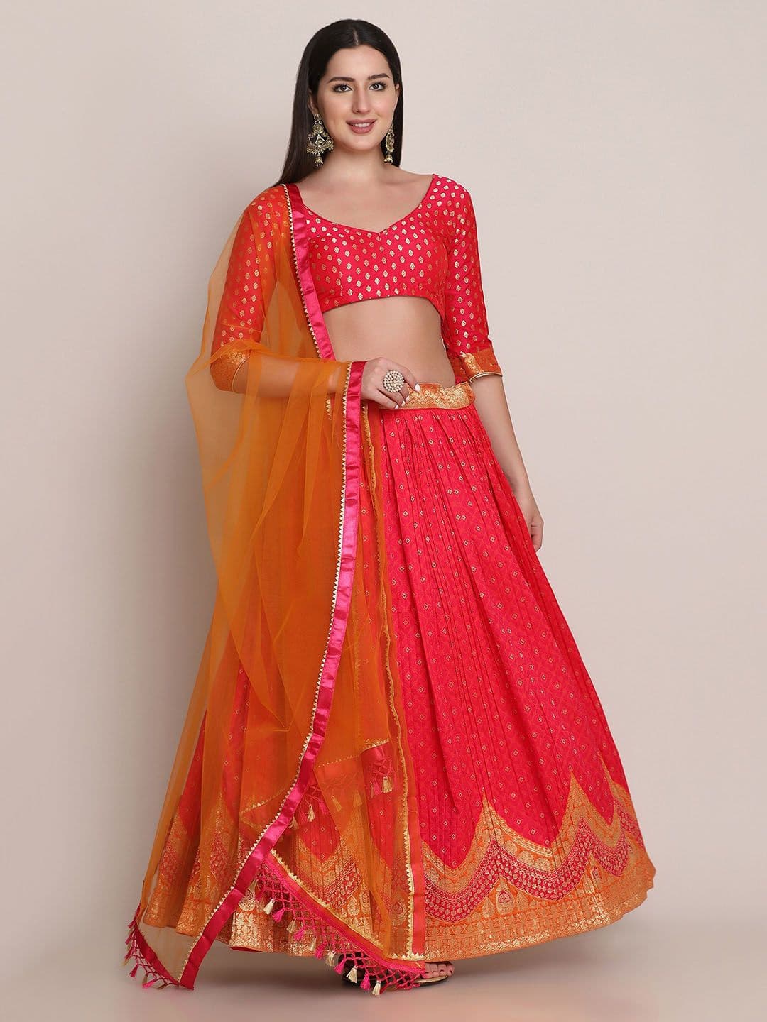 KALINI Semi-Stitched Lehenga & Unstitched Blouse With Dupatta - view 1
