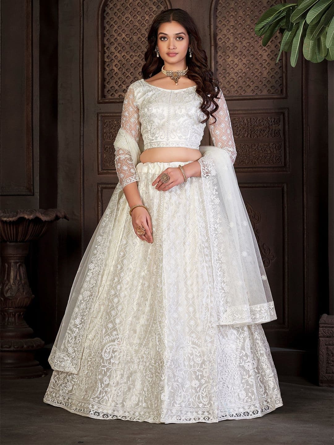 KALINI Embroidered Semi-Stitched Lehenga & Unstitched Blouse With Dupatta - view 1
