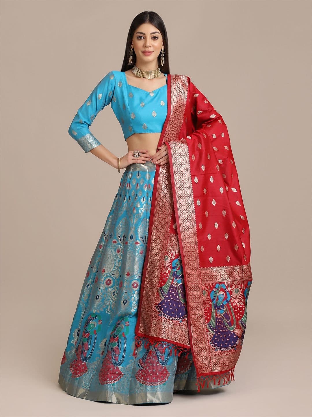 KALINI Printed Semi-Stitched Lehenga & Unstitched Blouse With Dupatta - view 1