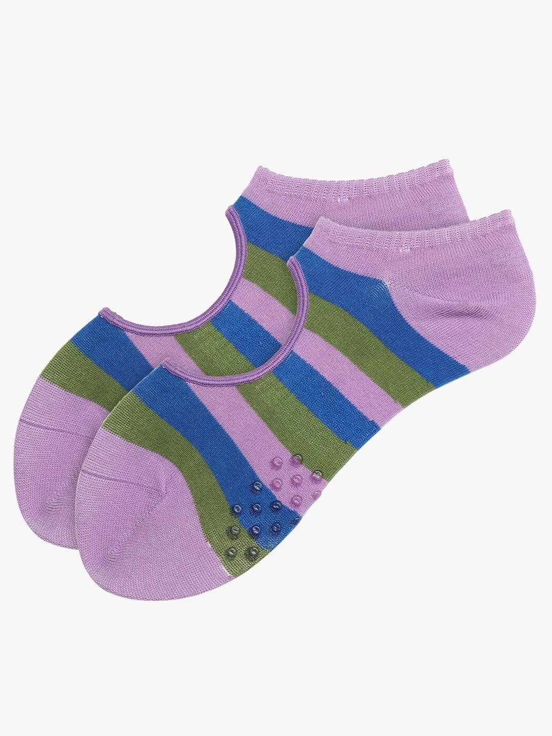 Soxytoes Unisex Striped Cotton Yoga & Pilates Grip Shoe Liner Socks - view 1