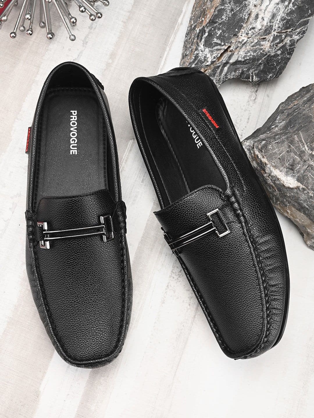 Provogue Men Textured Square Toe Formal Loafers - view 1