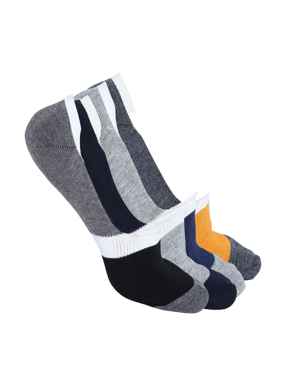 BAESD Pack Of 4 Colorblocked Patterned Shoe Liners Socks - view 1